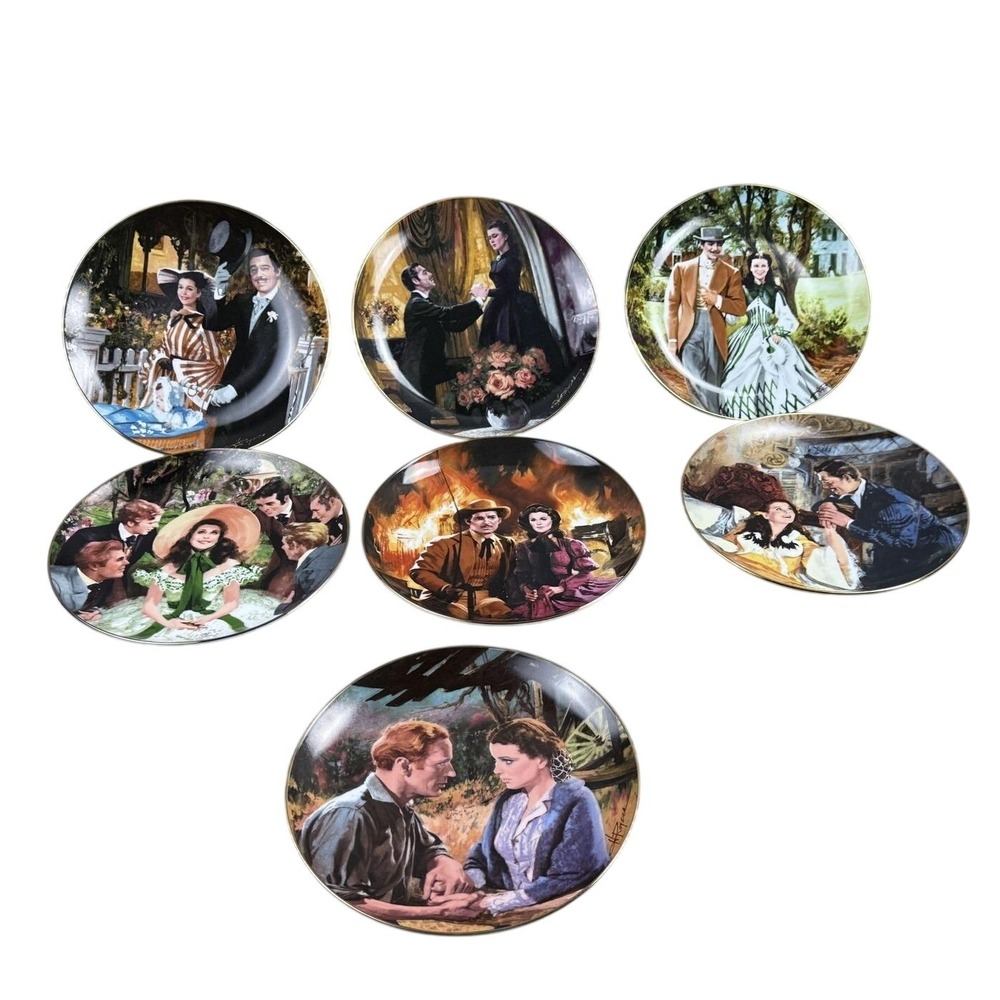 W.S.‎ George Gone With the Wind Golden Anniversary Porcelain Plates Lot of 7
